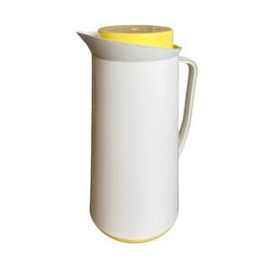 Vintage Carnation Milk Yellow and White Plastic Beverage Pitcher